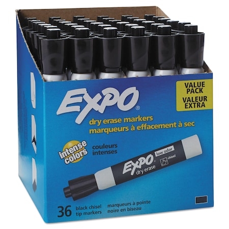 Expo Low-Odor Dry-Erase Marker Value Pack, Broad Chisel Tip, Black, PK36 1920940